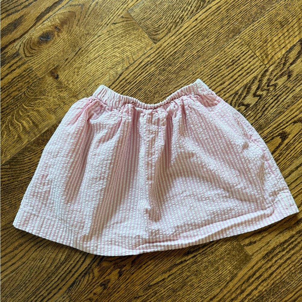 Crewcuts pink and white seersucker skirt size 4 - 5 pull on with pockets